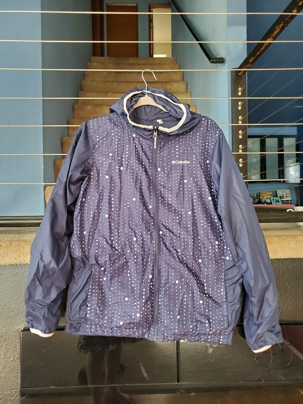 Columbia Navy Dot Hooded Ski Jacket